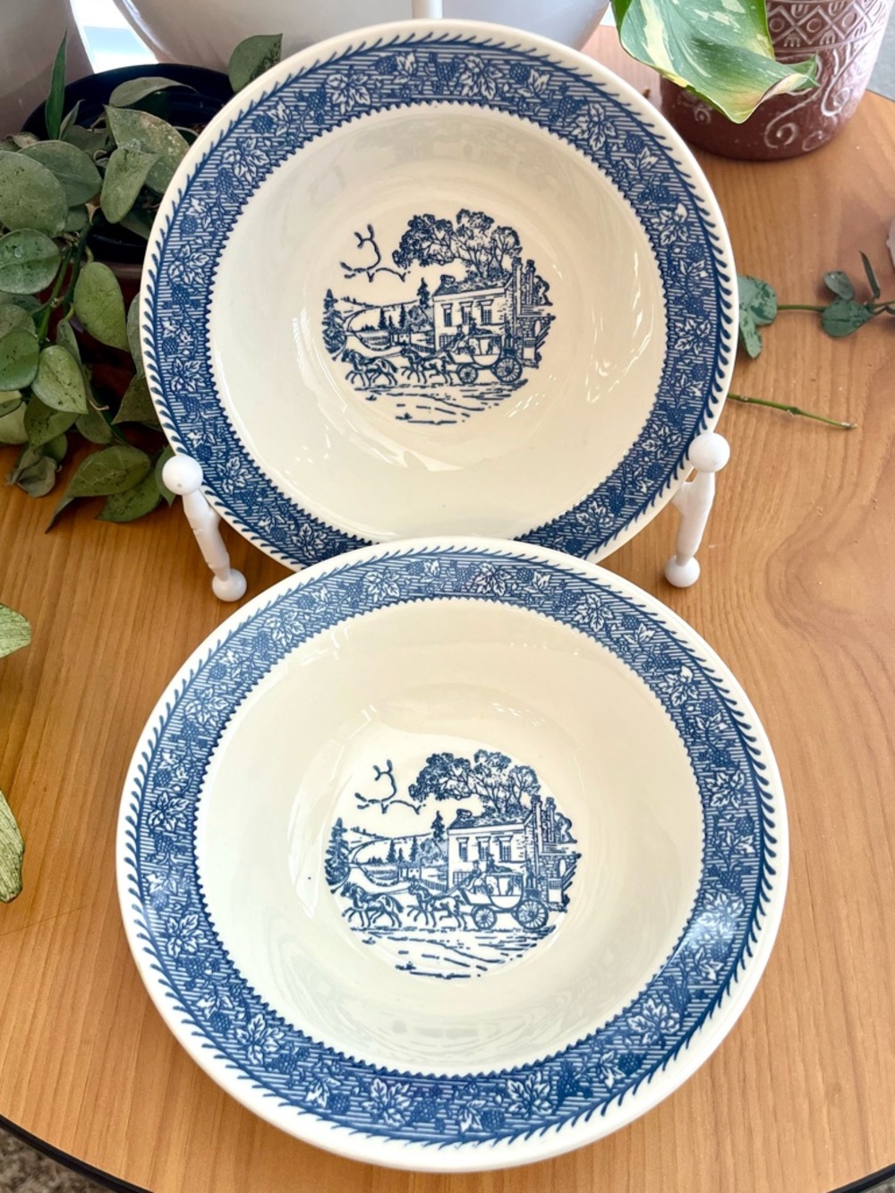 Homer Laughlin Vintage Shakespeare Country Blue & White Stratwood Bowls EUC